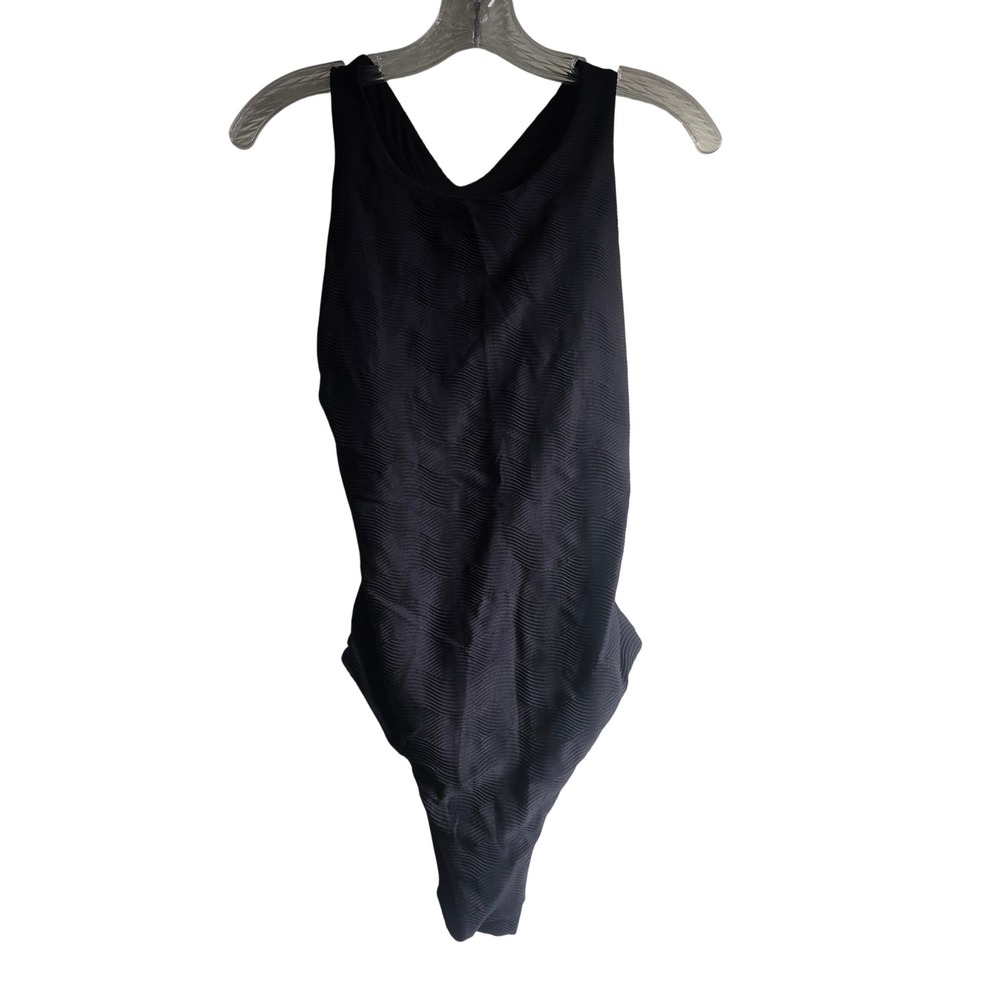 Seafolly 10 One Piece Swimsuit Womens Black Excellent Textured Wave Racerback